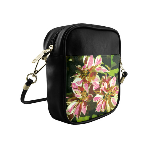 Red Pink Christmas Poinsettia Floral Sling Bag (Model 1627)