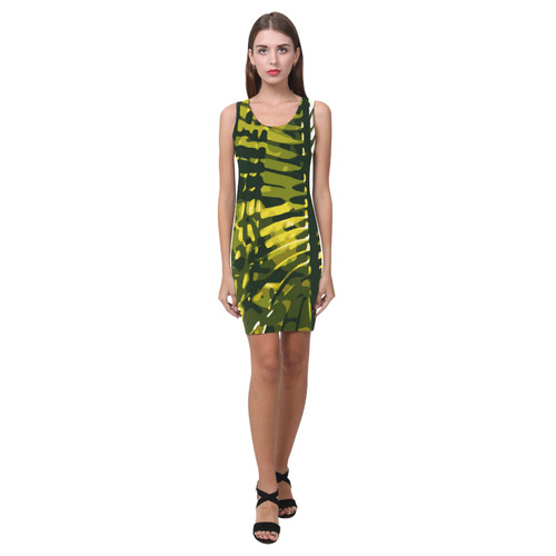 Tropical Leaves Beautiful Nature Pattern Medea Vest Dress (Model D06)