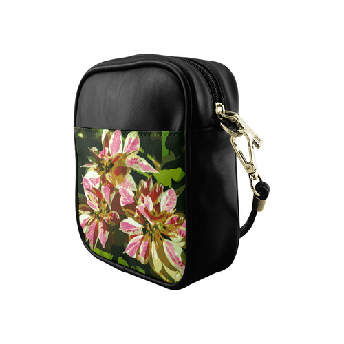 Red Pink Christmas Poinsettia Floral Sling Bag (Model 1627)