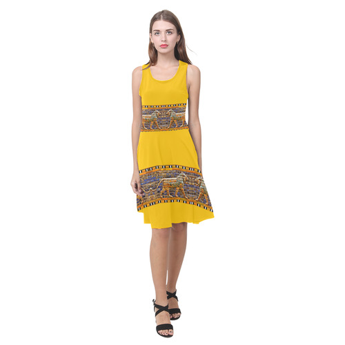 Yellow Assyrian Dress Atalanta Casual Sundress(Model D04)