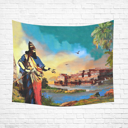 King of Assyria Wall Tapestry Cotton Linen Wall Tapestry 60"x 51"