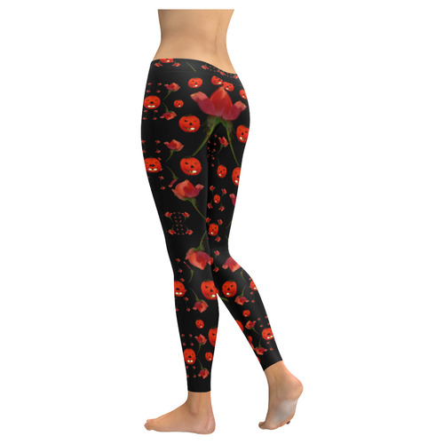 pumkins and roses from the fantasy garden Women's Low Rise Leggings (Invisible Stitch) (Model L05)