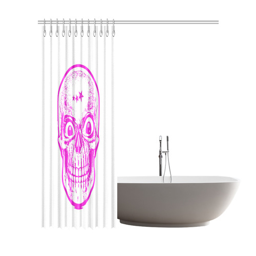 Sketchy Skull,pink by JamColors Shower Curtain 72"x84"