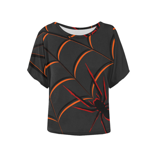 Scary Spider Women's Batwing-Sleeved Blouse T shirt (Model T44)