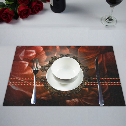 Red floral design Placemat 14’’ x 19’’ (Four Pieces)