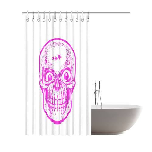 Sketchy Skull,pink by JamColors Shower Curtain 72"x84"