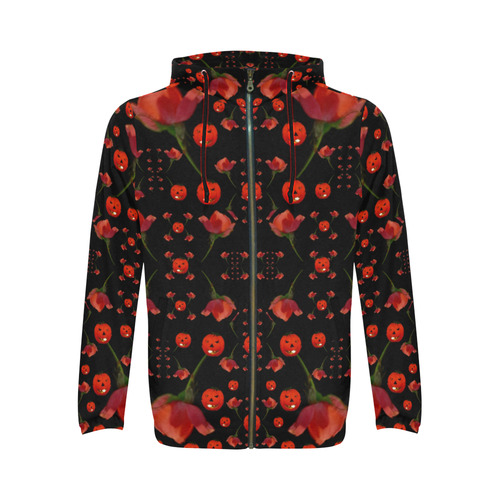 pumkins and roses from the fantasy garden All Over Print Full Zip Hoodie for Men (Model H14)
