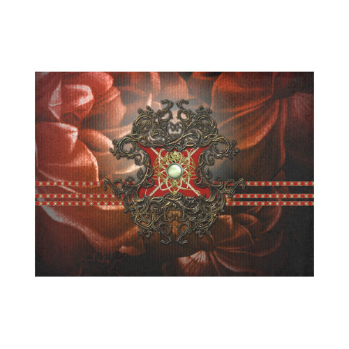 Red floral design Placemat 14’’ x 19’’ (Two Pieces)