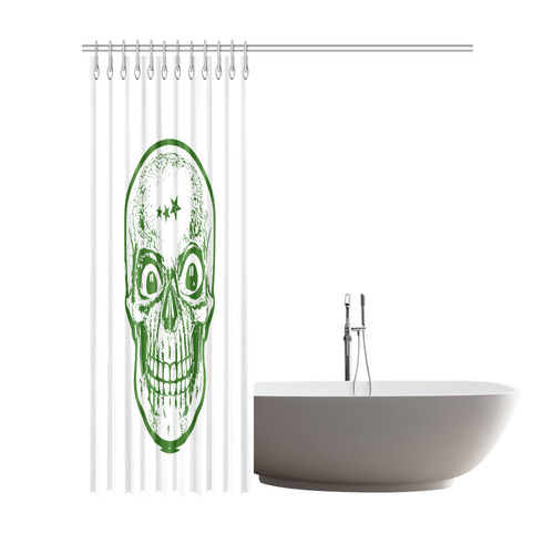 Sketchy Skull ,green by JamColors Shower Curtain 72"x84"