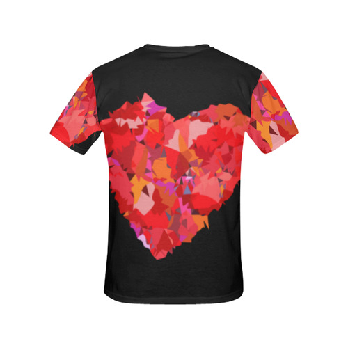 Red Love Heart Geometric Triangles All Over Print T-Shirt for Women (USA Size) (Model T40)