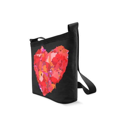 Red Love Heart Geometric Triangles Crossbody Bags (Model 1613)