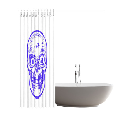 Sketchy Skull , blue by JamColors Shower Curtain 72"x84"