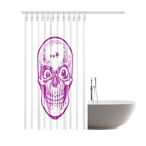 Sketchy Skull, plum by JamColors Shower Curtain 72"x84"