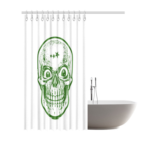 Sketchy Skull ,green by JamColors Shower Curtain 72"x84"