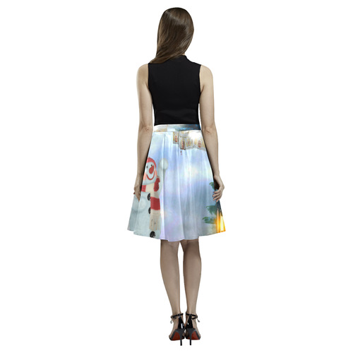 Santa Claus in the night Melete Pleated Midi Skirt (Model D15)