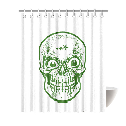 Sketchy Skull ,green by JamColors Shower Curtain 72"x84"