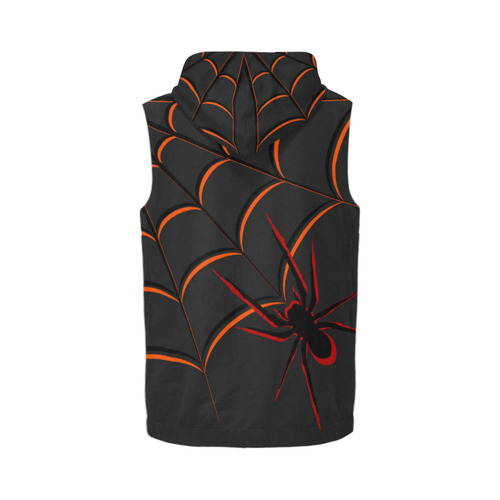 Scary Spider All Over Print Sleeveless Zip Up Hoodie for Men (Model H16)