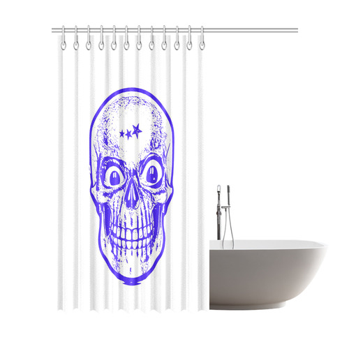 Sketchy Skull , blue by JamColors Shower Curtain 72"x84"