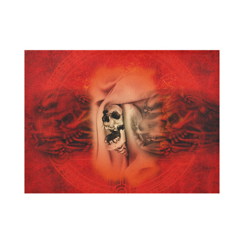 Creepy skulls on red background Placemat 14’’ x 19’’ (Set of 6)