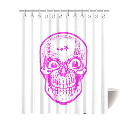 Sketchy Skull,pink by JamColors Shower Curtain 72"x84"