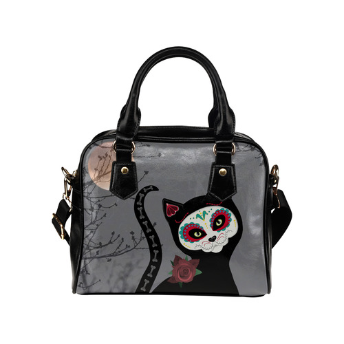 Day of the Dead Cat Shoulder Handbag (Model 1634)