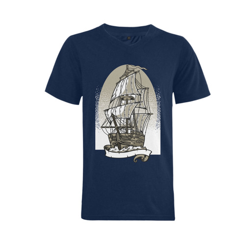 Ship Men's V-Neck T-shirt  Big Size(USA Size) (Model T10)