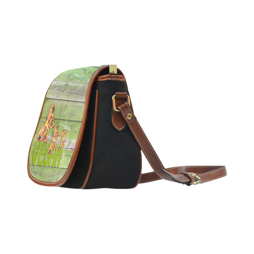 Vegan Love Life Butterflies Saddle Bag/Small (Model 1649)(Flap Customization)