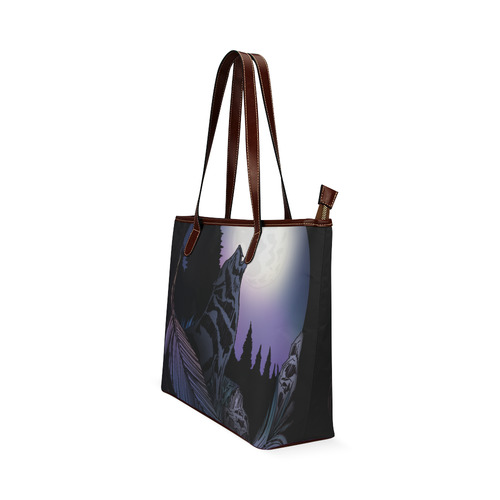 Howling Wolf Shoulder Tote Bag (Model 1646)