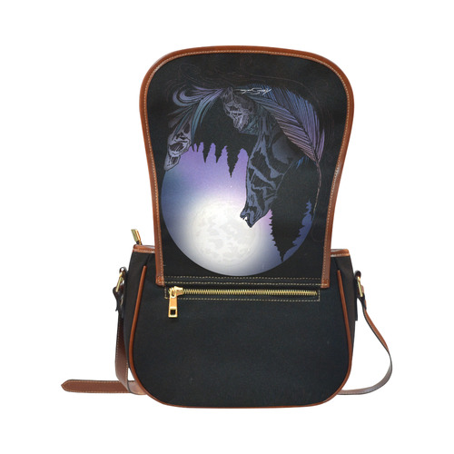 Howling Wolf Saddle Bag/Small (Model 1649)(Flap Customization)