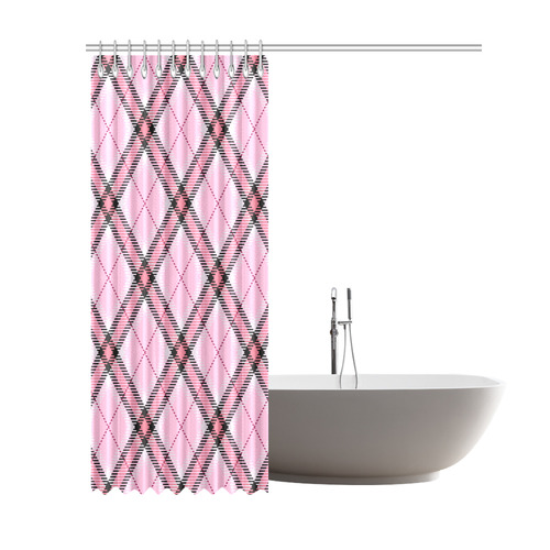 pink plaid 2 Shower Curtain 69"x84"