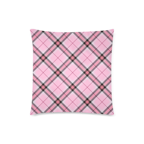 pink plaid 2 Custom Zippered Pillow Case 18"x18"(Twin Sides)