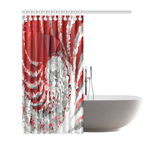 Red and White Stripes Triangles Geometric Shower Curtain 72"x72"