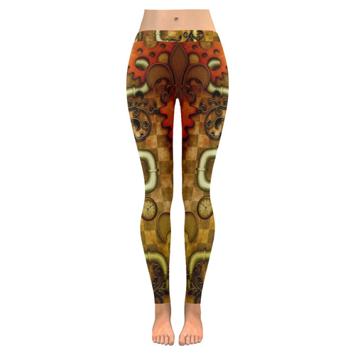 wonderful noble steampunk design Women's Low Rise Leggings (Invisible Stitch) (Model L05)