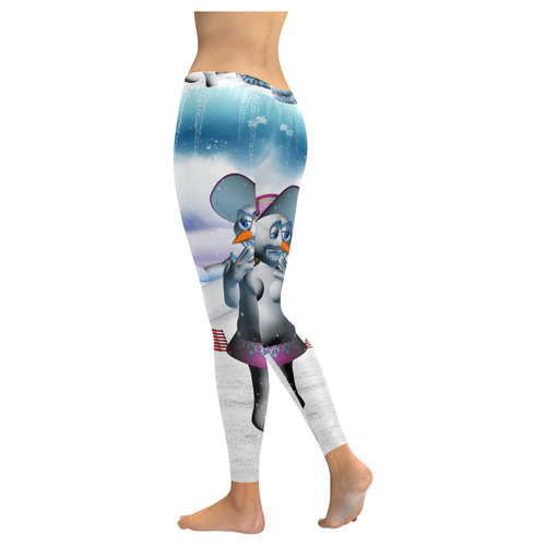 Funny snowman and snow women Women's Low Rise Leggings (Invisible Stitch) (Model L05)