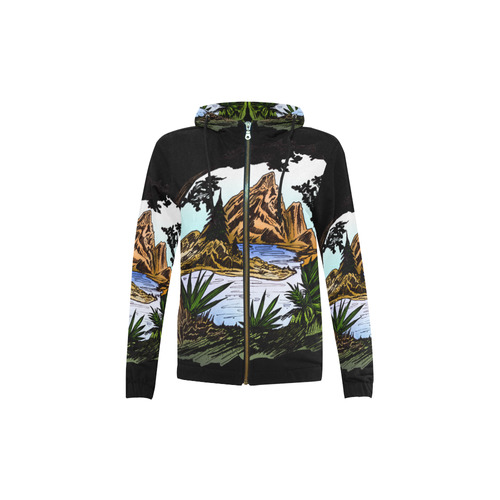 The Outdoors All Over Print Full Zip Hoodie for Kid (Model H14)