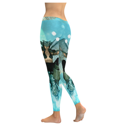 Wonderful angel in the sky Women's Low Rise Leggings (Invisible Stitch) (Model L05)