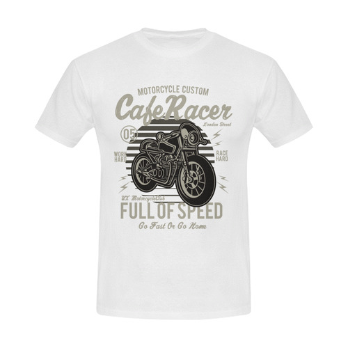 Cafe Racer White Men's Slim Fit T-shirt (Model T13)