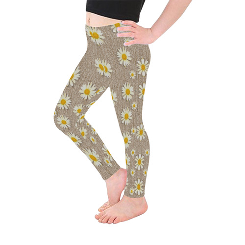 Star fall of fantasy flowers on pearl lace Kid's Ankle Length Leggings (Model L06)