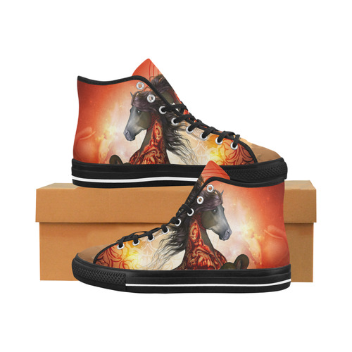 Awesome creepy horse with skulls Vancouver H Women's Canvas Shoes (1013-1)