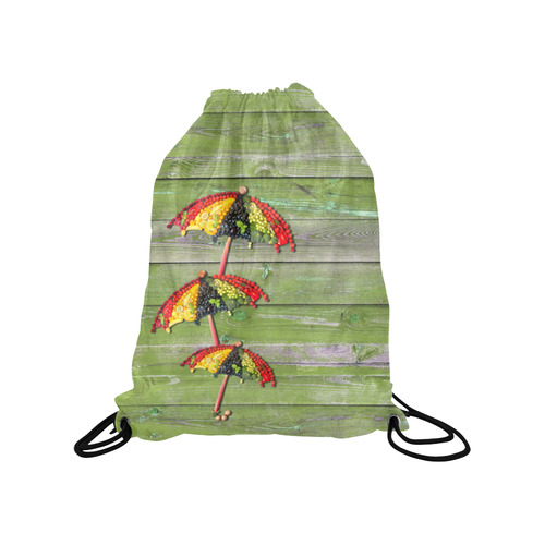 Vegan Save Umbrella Love Life Medium Drawstring Bag Model 1604 (Twin Sides) 13.8"(W) * 18.1"(H)