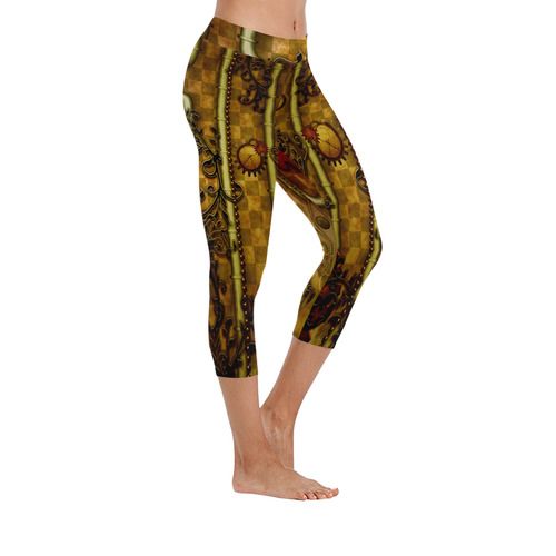 wonderful noble steampunk design Women's Low Rise Capri Leggings (Invisible Stitch) (Model L08)