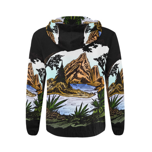 The Outdoors All Over Print Full Zip Hoodie for Men (Model H14)