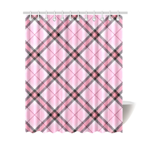 pink plaid 2 Shower Curtain 69"x84"