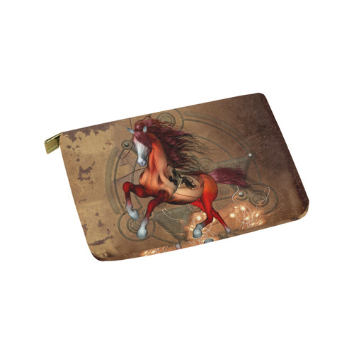Wonderful horse with skull, red colors Carry-All Pouch 9.5''x6''
