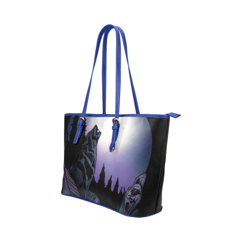 Howling Wolf Leather Tote Bag/Small (Model 1651)