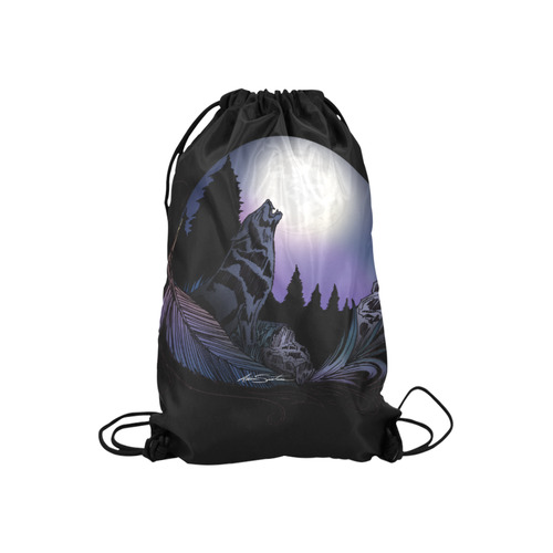 Howling Wolf Small Drawstring Bag Model 1604 (Twin Sides) 11"(W) * 17.7"(H)