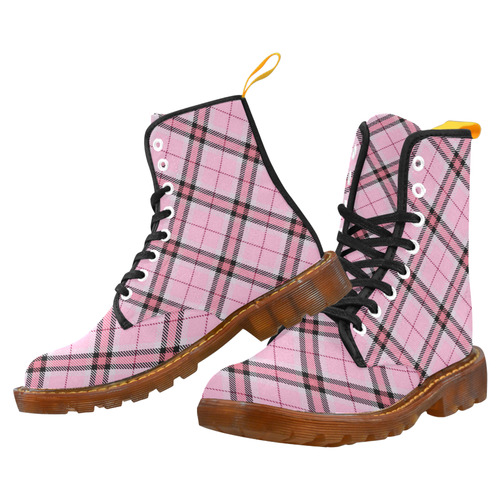 pink plaid 2 Martin Boots For Women Model 1203H