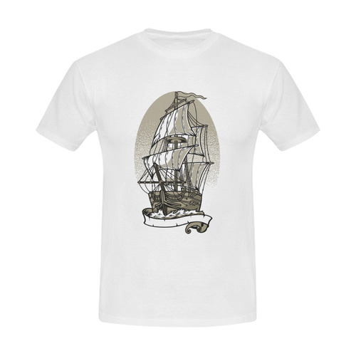 Ship White Men's Slim Fit T-shirt (Model T13)