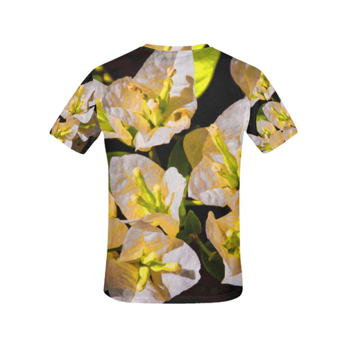 White Bougainvillea Gold Light Floral All Over Print T-Shirt for Women (USA Size) (Model T40)