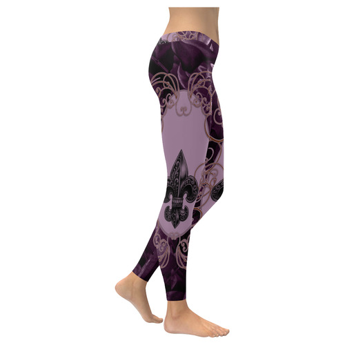 Flowers in soft violet colors Women's Low Rise Leggings (Invisible Stitch) (Model L05)